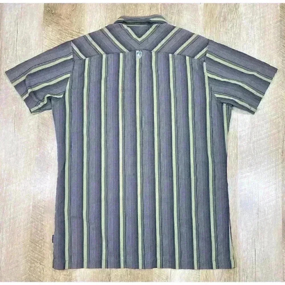 Kuhl Suncel Shirt Men’s Small Gray Vertical Stripe Metal Button-Up Outdoor - Picture 4 of 7